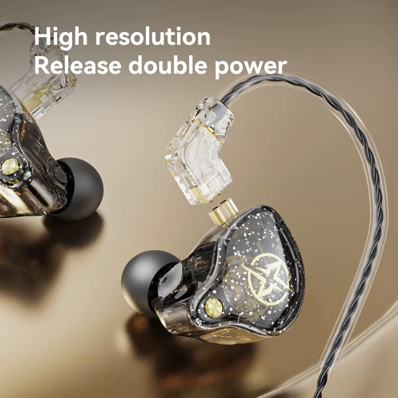 X2 Pro 3.5Mm Detachable Wired Headphones Double Dynamic Hifi Earphone Bass Headset Stereo Musician Monitor Earbuds Sport Running