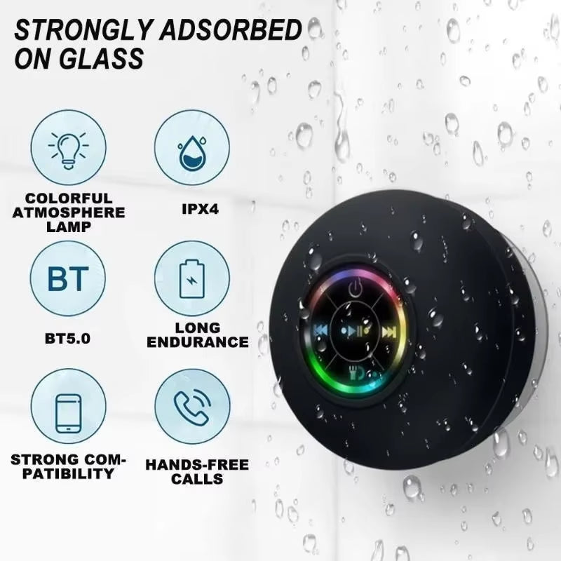 Portable Suction Cup Waterproof Luminous Bluetooth Speaker